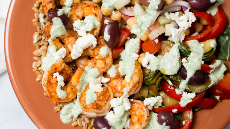 colorful shrimp bowl on table