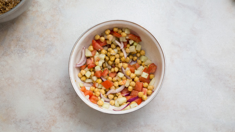 chickpea salad in medium bowl