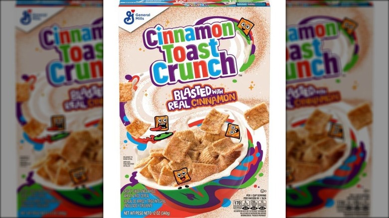 Box of Cinnamon Toast Crunch cereal.