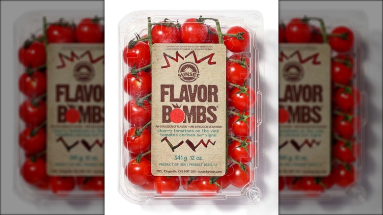 Container of cherry tomatoes.