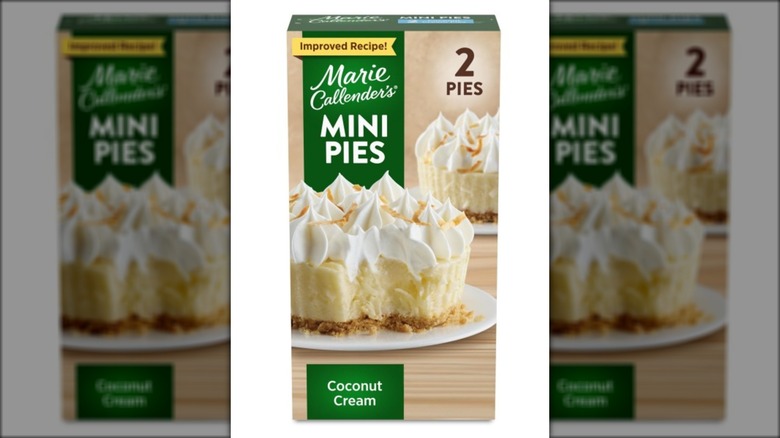 Frozen miniature coconut cream pies.