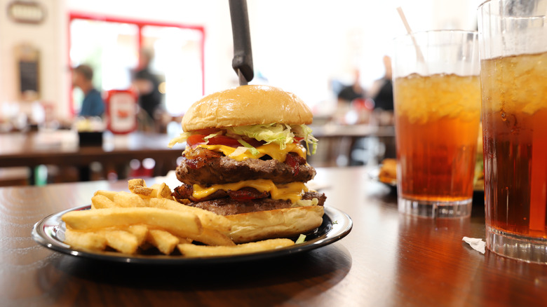 Shoney's burger and fries
