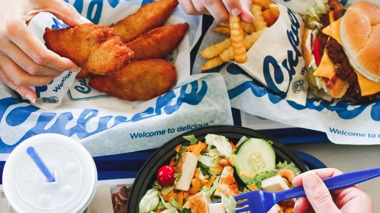 Assorted Culver's foods on trays