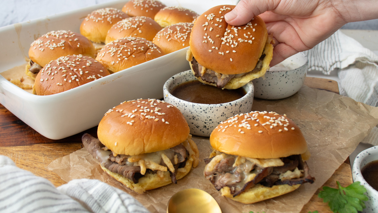 Messy But Delicious French Dip Sliders Recipe