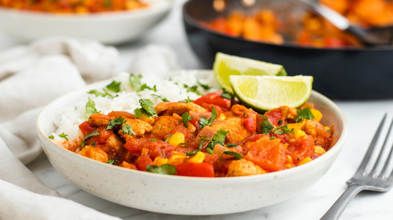 serving of mexican chicken stew
