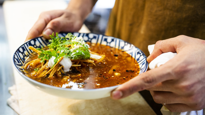 Aztec soup at a Mexican restaurant