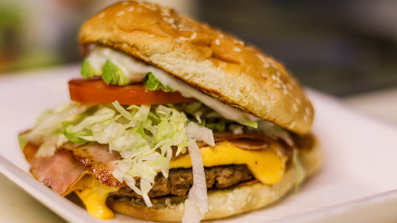 Mexican burger on plate