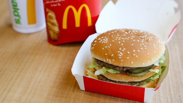 McDonald's hamburger and cup