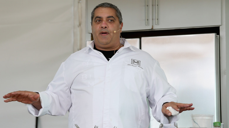 Michael Mina giving a cooking demonstration