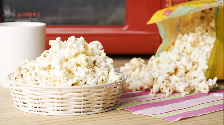 basket of microwave popcorn