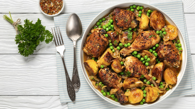 bowl of Chicken Vesuvio