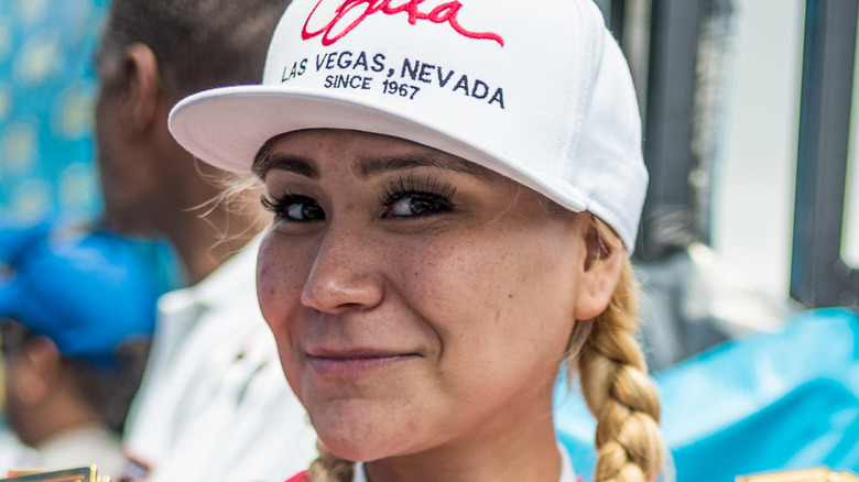 Miki Sudo wearing white hat