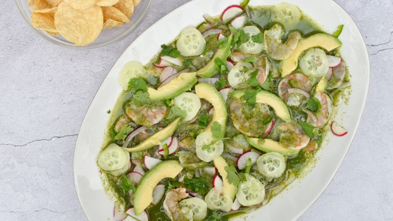 aguachile served with chips