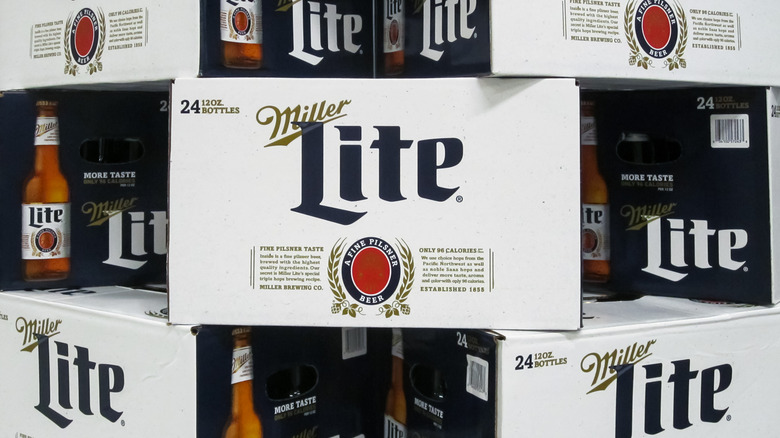 Display of Miller Lite 24 packs