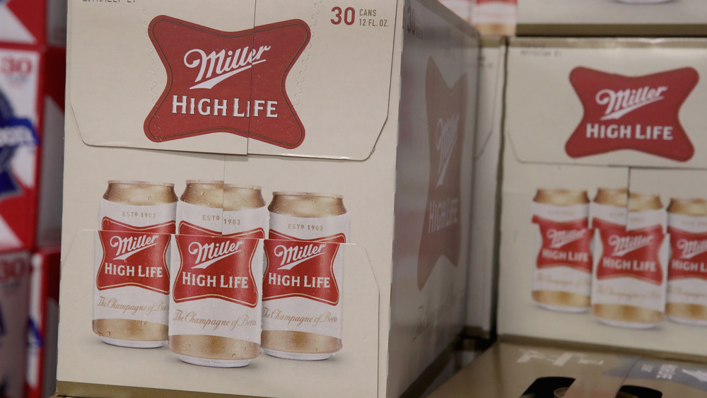 Boxes of Miller High Life beer