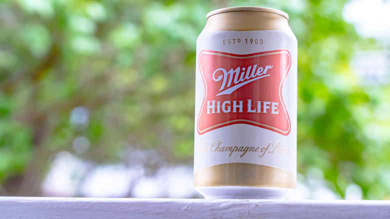 Can of Miller High Life outside