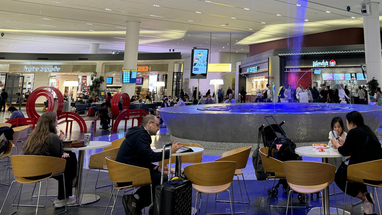 People in mall food court
