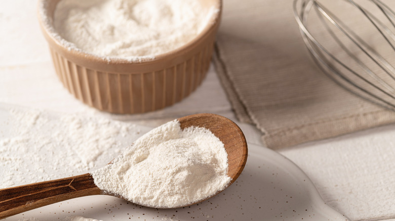 Wooden spoonful of flour