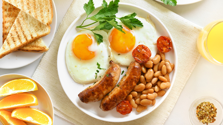 Egg and sausage breakfast