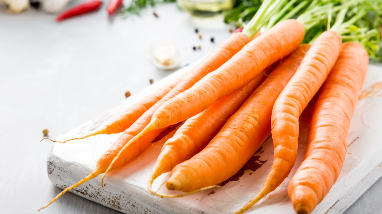 carrots on white board