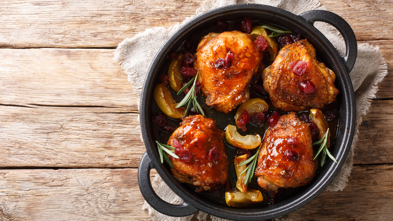 Chicken thighs in cast pan