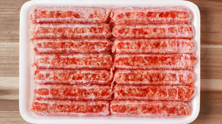 Pack of frozen sausages