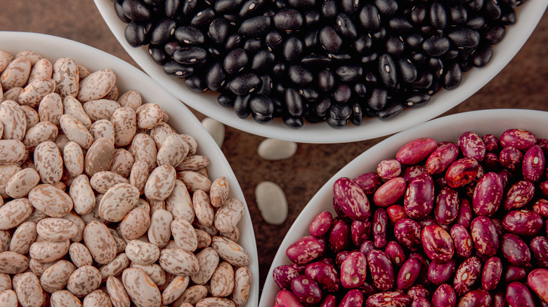 black beans, red beans, pinto beans