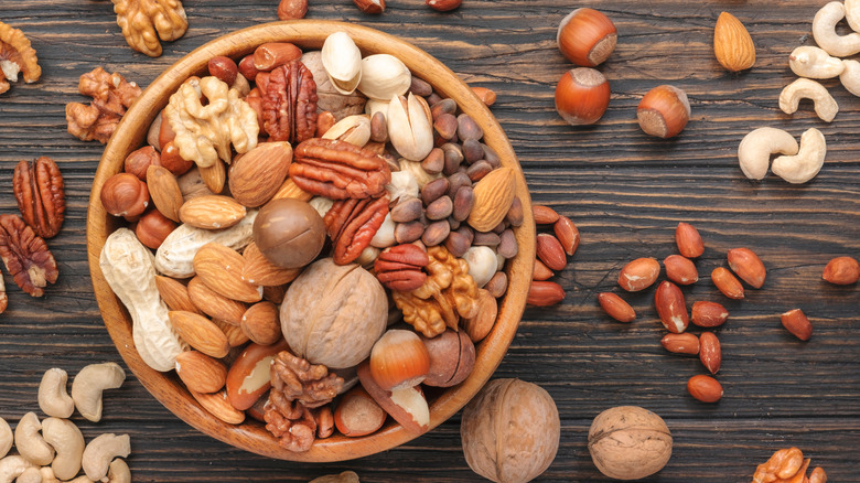 Bowl of assorted mixed nuts