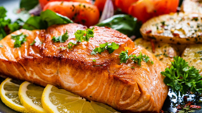 grilled salmon on a plate 