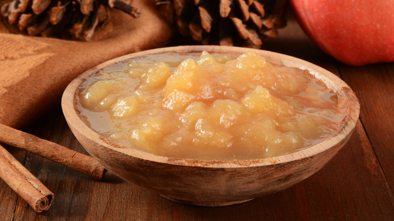 Bowl of chunky applesauce