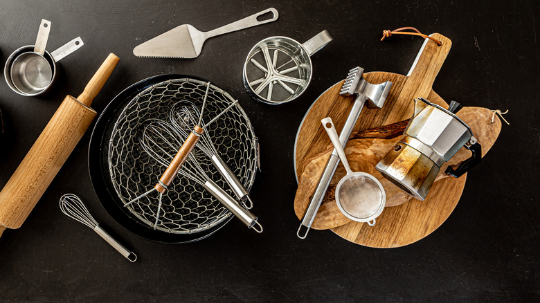 various cooking implements and utensils
