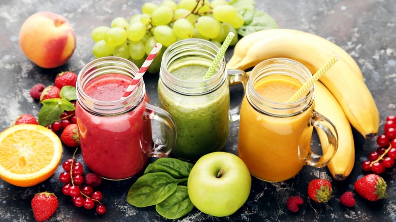 three healthy smoothies different flavors