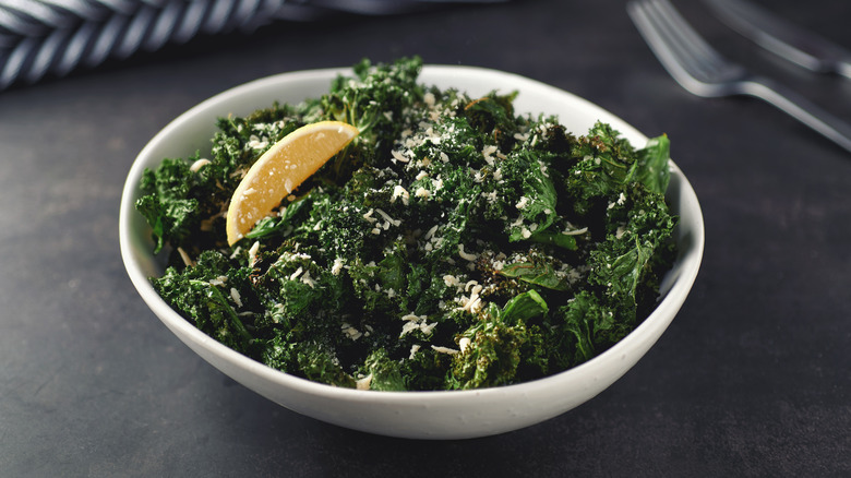 Bowl of cooked greens