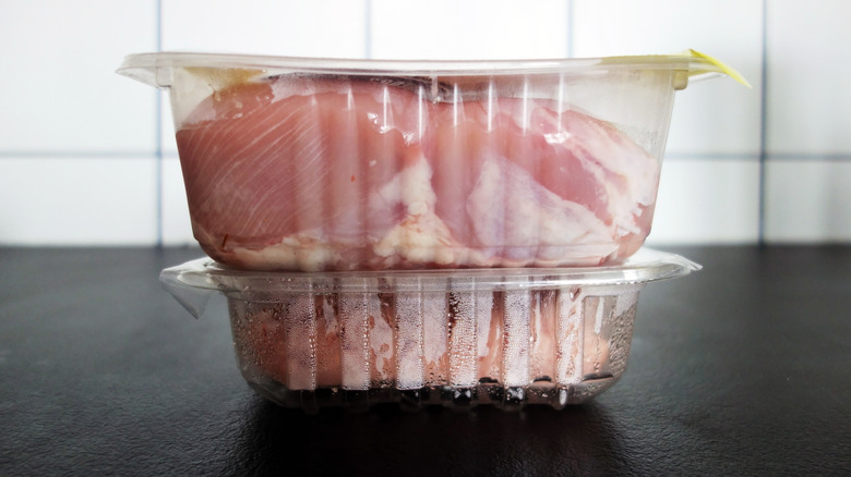 packages of raw chicken