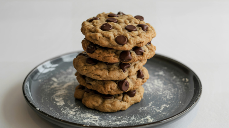 Stack of chocolate chip rye cookies