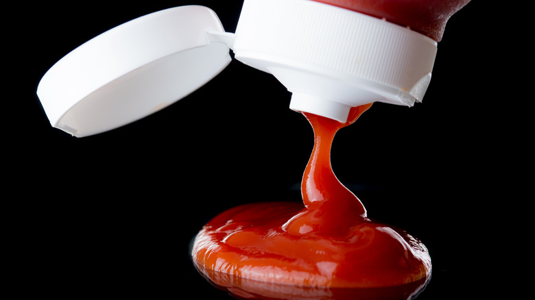 Ketchup coming out of bottle