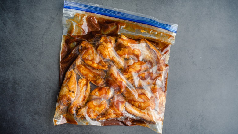 chicken in bag with marinade