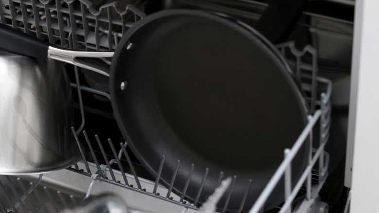 nonstick pan in dishwasher