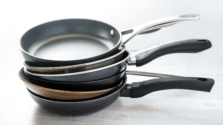 stack of nonstick pans