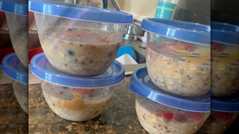 Overnight oats in plastic containers