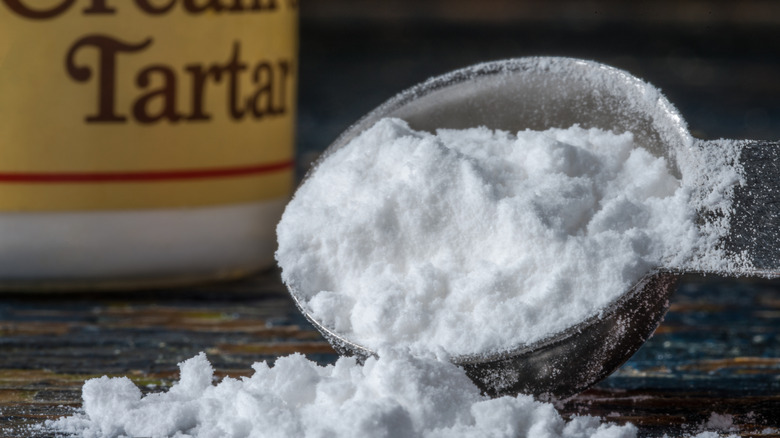 Cream of tartar spilled from spoon