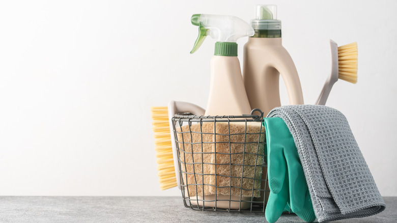 a collection of cleaning products