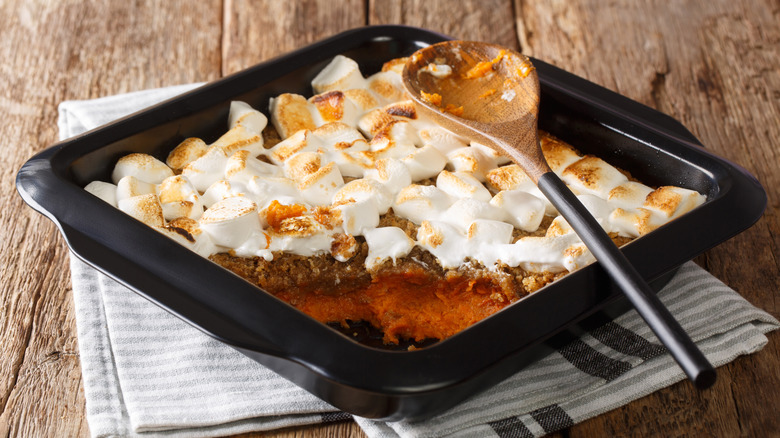Sweet potato casserole with marshmallow topping