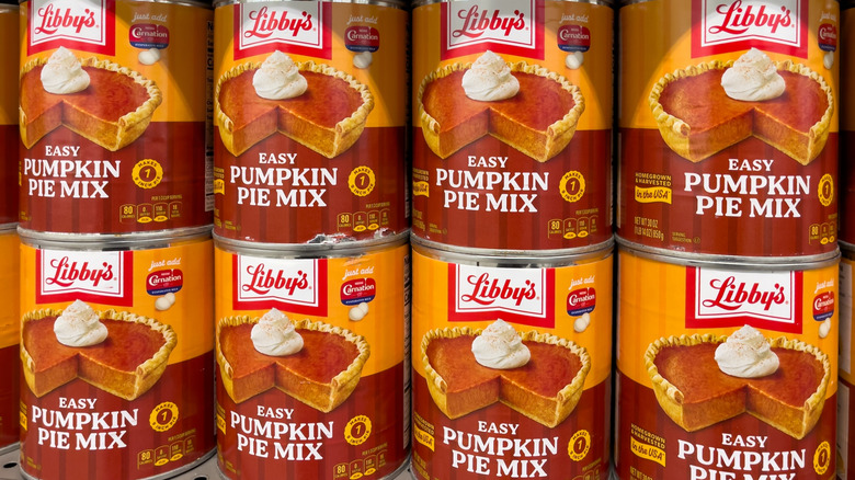 Cans of pumpkin pie mix