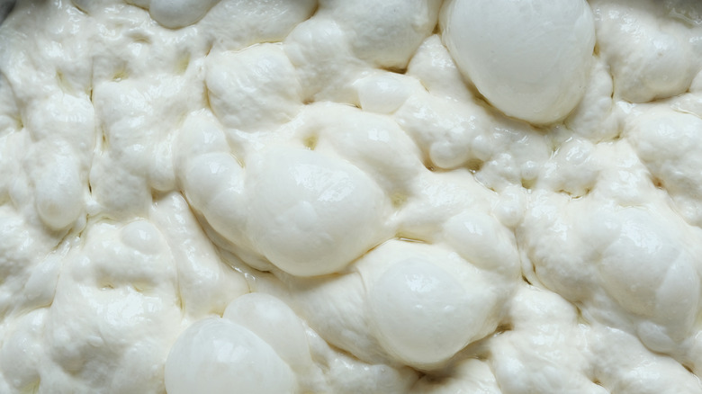 Close-up of bubbly dough