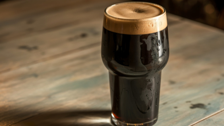 Pint glass filled with stout