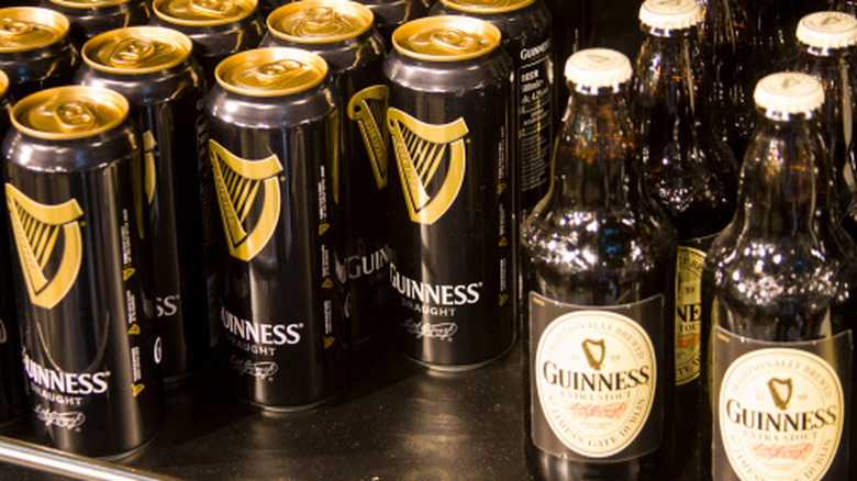 Bottles and cans of Guinness