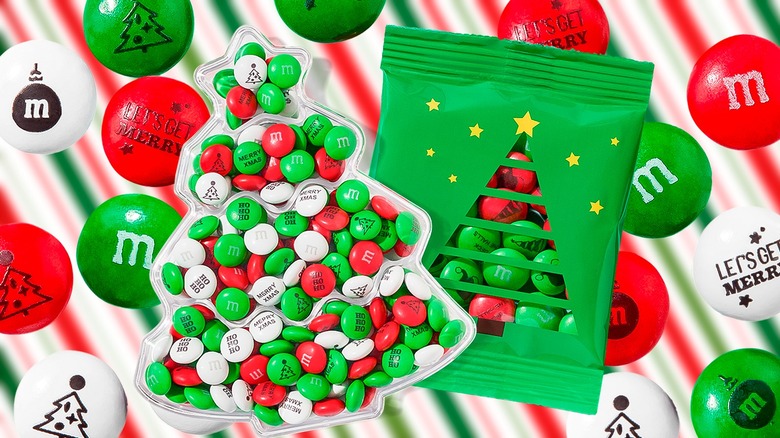 red and green M&M's trees
