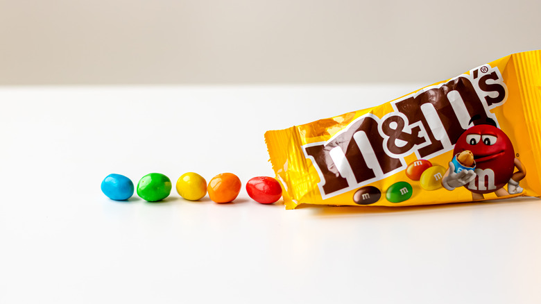 peanut M&M's package pour out
