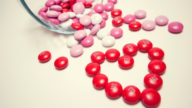 M&M candies in heart